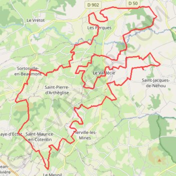 Itinéraire La Saint-Jacques-de-Néhou, distance, dénivelé, altitude, carte, profil, trace GPS