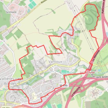 Itinéraire Vallières - Mey, distance, dénivelé, altitude, carte, profil, trace GPS