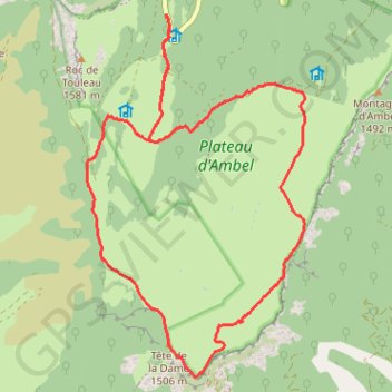 Itinéraire Tour du plateau d'Ambel, distance, dénivelé, altitude, carte, profil, trace GPS