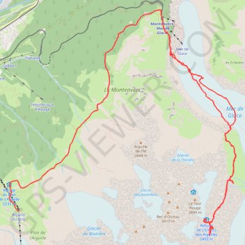 Itinéraire Mer de glace, distance, dénivelé, altitude, carte, profil, trace GPS