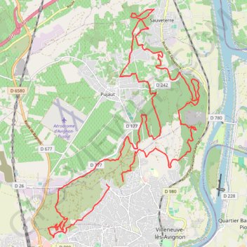 Itinéraire Rallye du Fort Saint André à Villeneuve-lès-Avignon, distance, dénivelé, altitude, carte, profil, trace GPS