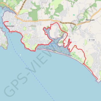 Itinéraire Benodet la pointe de mousterlin, distance, dénivelé, altitude, carte, profil, trace GPS