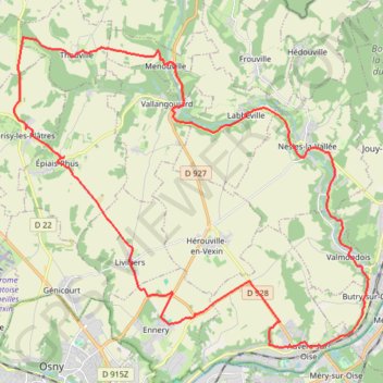 Itinéraire Vexin autour d’Auvers, distance, dénivelé, altitude, carte, profil, trace GPS