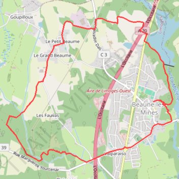 Itinéraire Loopi_Limoges_SentierDeLaMazelle, distance, dénivelé, altitude, carte, profil, trace GPS