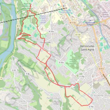 Itinéraire Rando_20200818-ma_(31)Pech David_Auzeville-Tolosane_13,7km_175m-260m_deniv.175m, distance, dénivelé, altitude, carte, profil, trace GPS