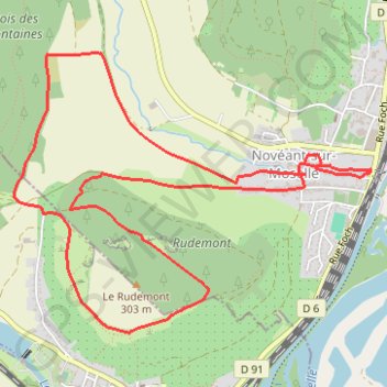 Itinéraire Novéant_Rudemont, distance, dénivelé, altitude, carte, profil, trace GPS