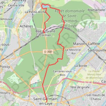 Itinéraire En Forêt de Saint Germain, distance, dénivelé, altitude, carte, profil, trace GPS