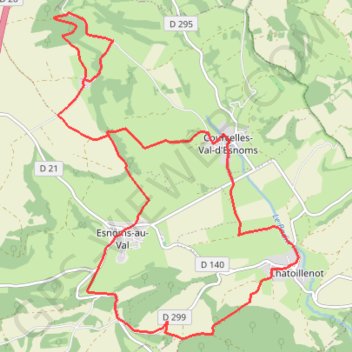 Itinéraire Le Val d'Esnoms, distance, dénivelé, altitude, carte, profil, trace GPS