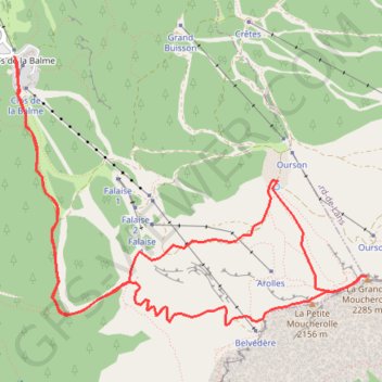 Itinéraire La grande Moucherolle - Par la clos de la Balme, distance, dénivelé, altitude, carte, profil, trace GPS
