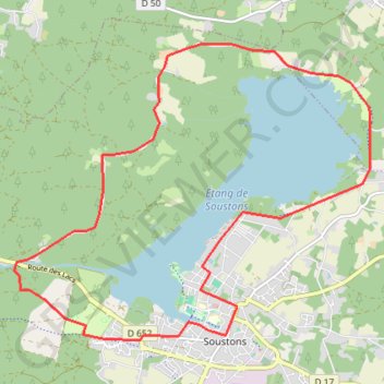 Itinéraire Tour du lac de soustons, distance, dénivelé, altitude, carte, profil, trace GPS
