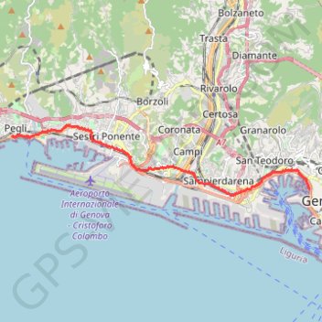 Itinéraire De Genova Est à Voltri, distance, dénivelé, altitude, carte, profil, trace GPS