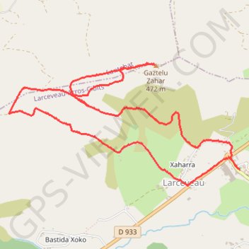 Itinéraire Gazteluzahar depuis le village de Larceveau Arros Cibits, distance, dénivelé, altitude, carte, profil, trace GPS