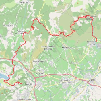 Itinéraire V2 - Pont du Diable (parking) - Clermont l'Hérault, distance, dénivelé, altitude, carte, profil, trace GPS