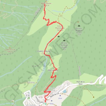 Itinéraire Mont Ouzon, distance, dénivelé, altitude, carte, profil, trace GPS