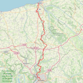 Itinéraire GR210 De Dieppe à Rouen (Seine-Maritime) (2019), distance, dénivelé, altitude, carte, profil, trace GPS