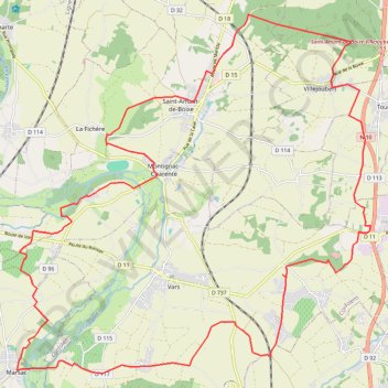 Itinéraire Marsac Villejoubert 37 kms, distance, dénivelé, altitude, carte, profil, trace GPS