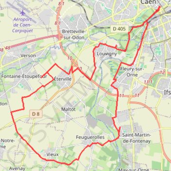 Itinéraire Autour de Caen, distance, dénivelé, altitude, carte, profil, trace GPS