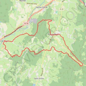 Itinéraire Boucle autour de Clermain, distance, dénivelé, altitude, carte, profil, trace GPS