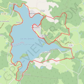 Itinéraire Lac des Settons - Tour du lac, distance, dénivelé, altitude, carte, profil, trace GPS