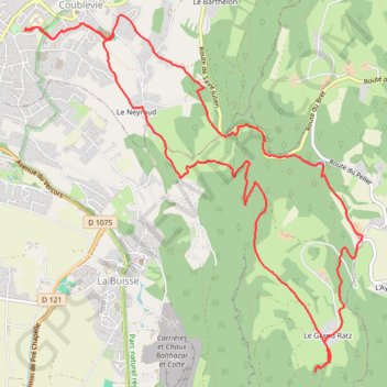 Itinéraire Coublevie (38), distance, dénivelé, altitude, carte, profil, trace GPS