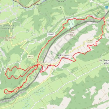 Itinéraire Morteau : Le Chauffaud, les Martelottes et le Cernoniers, distance, dénivelé, altitude, carte, profil, trace GPS