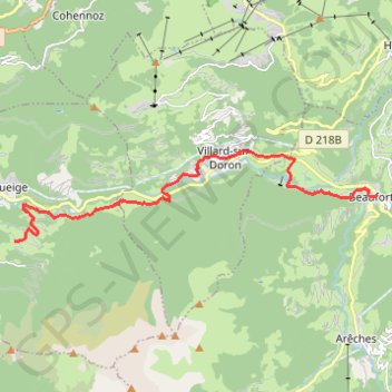 Itinéraire Beaufort - Molliessoulaz, distance, dénivelé, altitude, carte, profil, trace GPS