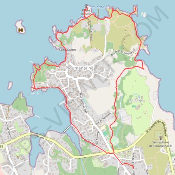 Itinéraire Itinéraire de 48.8224204N, 3.4763698W à 48.8224333N, 3.4761940W, distance, dénivelé, altitude, carte, profil, trace GPS