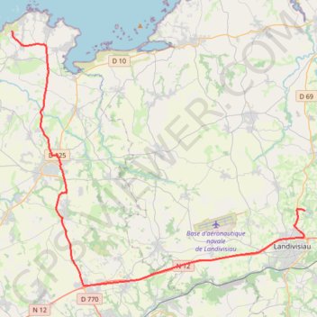 Itinéraire véhicules landivisiau-meneham, distance, dénivelé, altitude, carte, profil, trace GPS