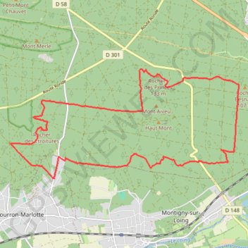 Itinéraire Fontainebleau Bourron-Marlotte Long Rocher, distance, dénivelé, altitude, carte, profil, trace GPS
