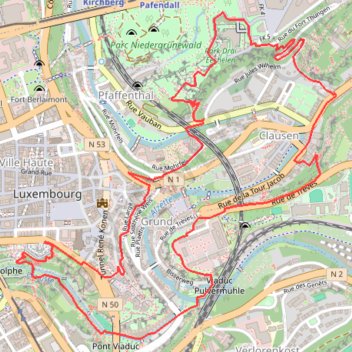 Itinéraire Luxembourg, distance, dénivelé, altitude, carte, profil, trace GPS