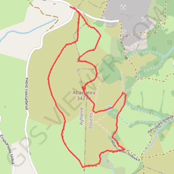 Itinéraire Abarratia en circuit (sens anti-horaire) depuis Larramendiko Bidea, distance, dénivelé, altitude, carte, profil, trace GPS