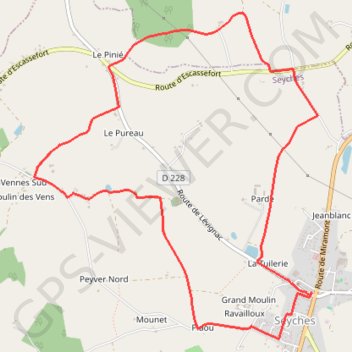 Itinéraire Seyches, la balade du vieux porche - Pays du Dropt, distance, dénivelé, altitude, carte, profil, trace GPS