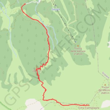Itinéraire Ciantiplagna, distance, dénivelé, altitude, carte, profil, trace GPS