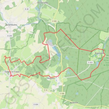 Itinéraire Soligny-la-Trappe, distance, dénivelé, altitude, carte, profil, trace GPS