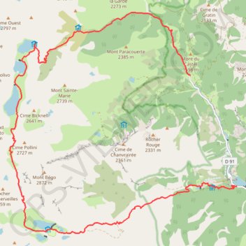 Itinéraire Circuit Vallée des Merveilles et Vallée de la Valmasque, distance, dénivelé, altitude, carte, profil, trace GPS