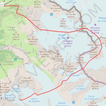 Itinéraire Col du Chardonnet, distance, dénivelé, altitude, carte, profil, trace GPS