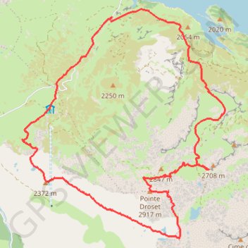 Itinéraire Pointe Droset, distance, dénivelé, altitude, carte, profil, trace GPS