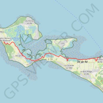 Itinéraire Baleine vers st Martin de Ré, distance, dénivelé, altitude, carte, profil, trace GPS