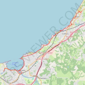 Itinéraire De Bidart a Socoa, distance, dénivelé, altitude, carte, profil, trace GPS