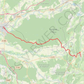 Itinéraire EJ1R Dole La chapelle sur furieuse, distance, dénivelé, altitude, carte, profil, trace GPS