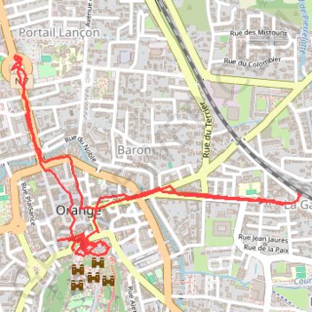 Itinéraire A Pied, Orange, distance, dénivelé, altitude, carte, profil, trace GPS