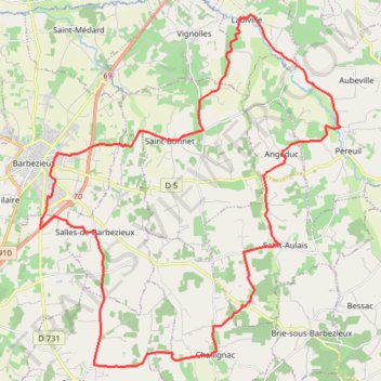 Itinéraire Barbezieux 9C départ voie verte, distance, dénivelé, altitude, carte, profil, trace GPS