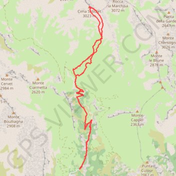 Itinéraire Cima Sebolet, distance, dénivelé, altitude, carte, profil, trace GPS