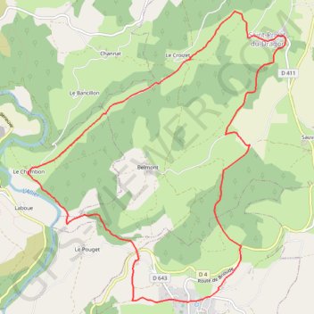 Itinéraire 28 Les terrasses de Chilhac, distance, dénivelé, altitude, carte, profil, trace GPS