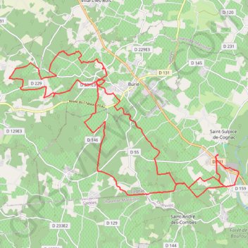 Itinéraire St Sulpice nord ouest Burie, distance, dénivelé, altitude, carte, profil, trace GPS