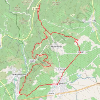Itinéraire Le Pech de Bize - Argeliers, distance, dénivelé, altitude, carte, profil, trace GPS