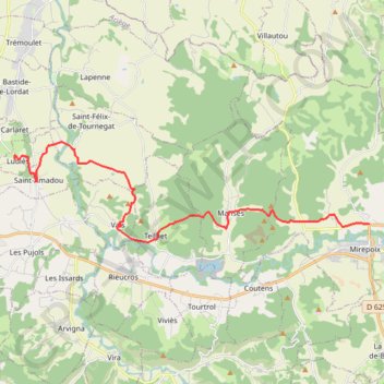 Itinéraire De Mirepoix à Ludiès (Chemin du Piémont Pyrénéen), distance, dénivelé, altitude, carte, profil, trace GPS