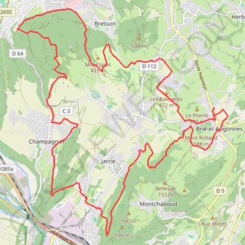 Itinéraire À l'ouest de Brié-le-bas - Brié et Angonne, distance, dénivelé, altitude, carte, profil, trace GPS