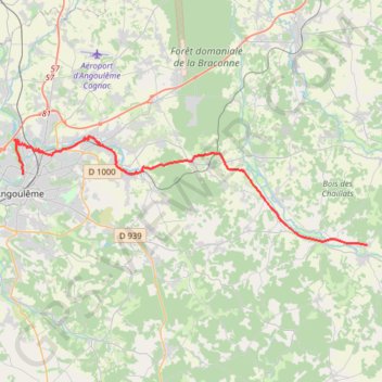 Itinéraire Marthon / Angoulème, distance, dénivelé, altitude, carte, profil, trace GPS