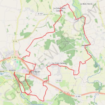 Itinéraire Josselin, distance, dénivelé, altitude, carte, profil, trace GPS